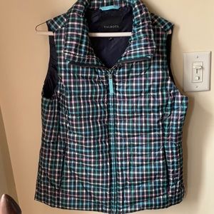 Very pretty Talbots vest, pink, white,blue and green plaid.
